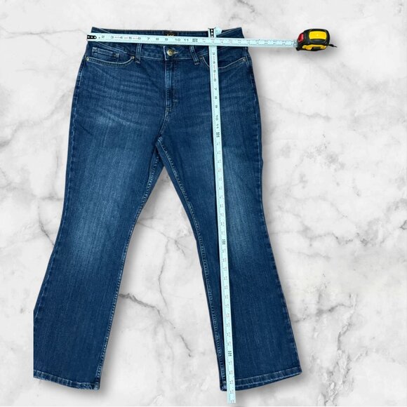 NEW Lee Size 16 Short Womens High-Rise Stretch Bootcut Jeans Blue Denim - Picture 2 of 12